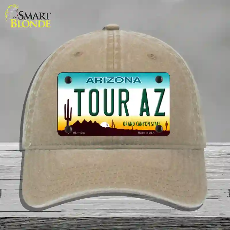 Tour Az Novelty License Plate Hat Unconstructed Cotton / Khaki