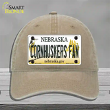 Cornhuskers Fan Nebraska Novelty License Plate Hat Unconstructed Cotton / Khaki