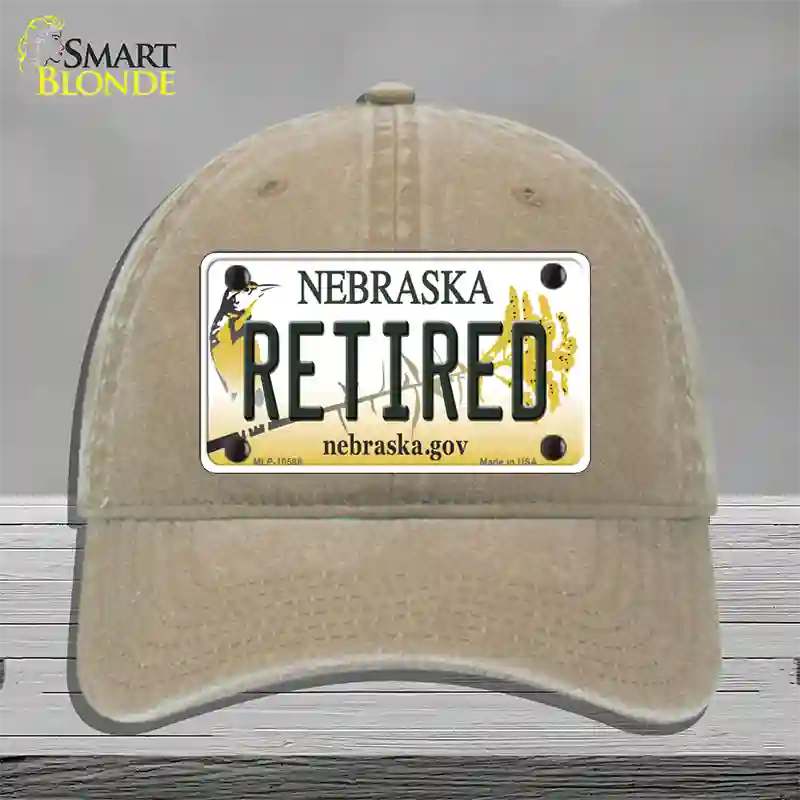 Retired Nebraska Novelty License Plate Hat Unconstructed Cotton / Khaki