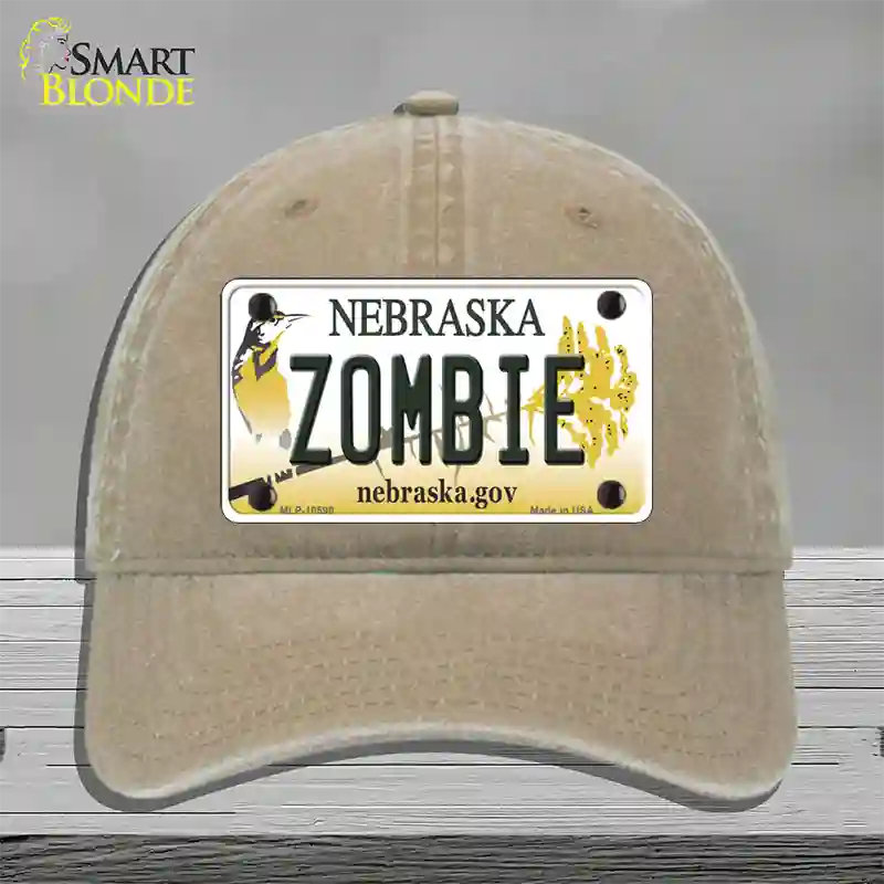 Zombie Nebraska Novelty License Plate Hat Unconstructed Cotton / Khaki