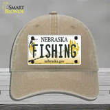 Fishing Nebraska Novelty License Plate Hat Unconstructed Cotton / Khaki