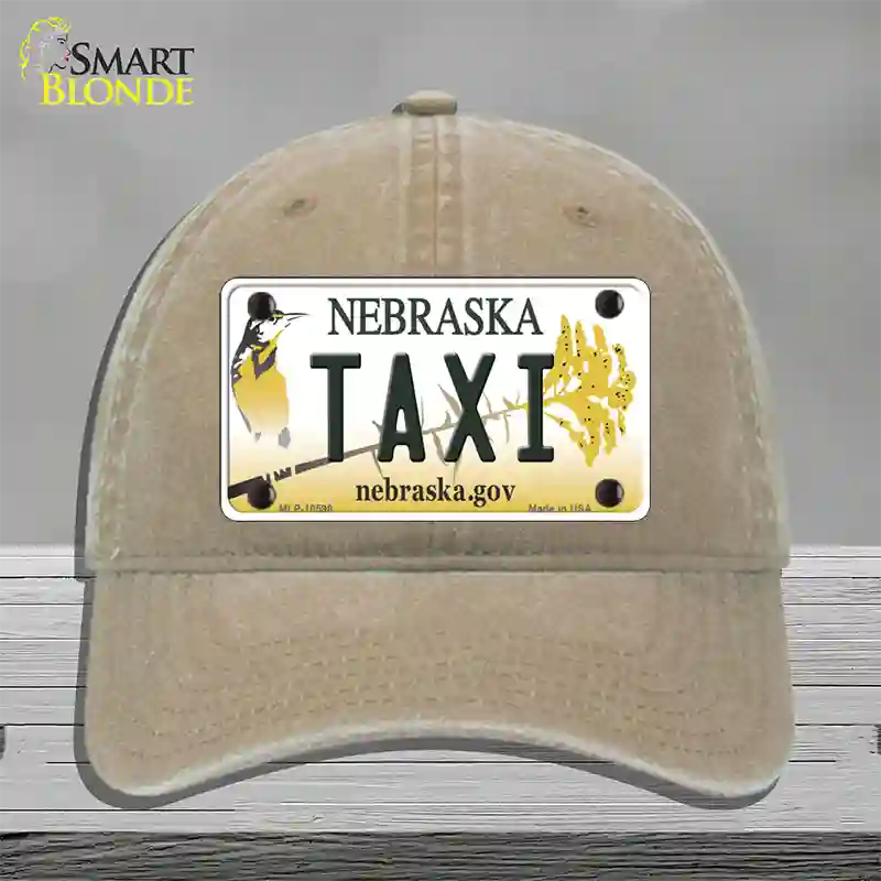 Taxi Nebraska Novelty License Plate Hat Unconstructed Cotton / Khaki