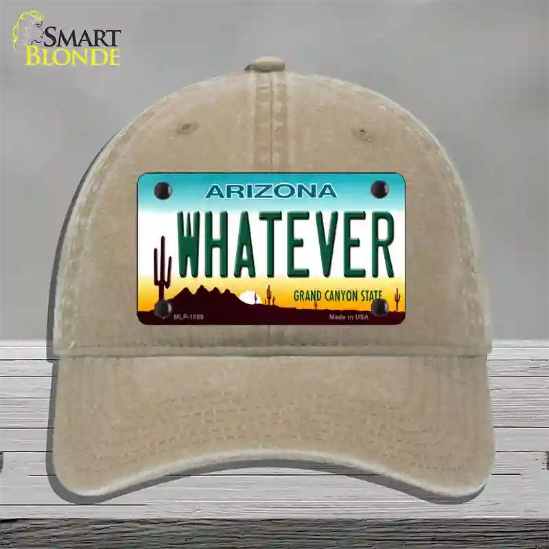 Whatever Arizona Novelty License Plate Hat Unconstructed Cotton / Khaki