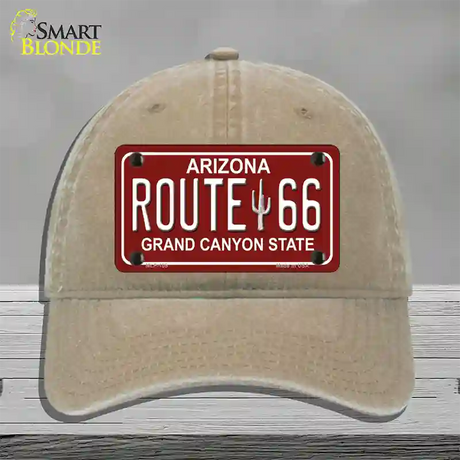 Route 66 Arizona Red Novelty License Plate Hat Unconstructed Cotton / Khaki