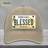 Blessed Nebraska Novelty License Plate Hat Unconstructed Cotton / Khaki