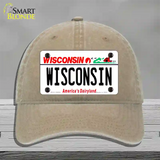 Wisconsin Dairyland Novelty License Plate Hat Unconstructed Cotton / Khaki