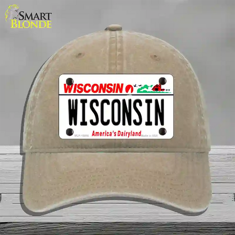 Wisconsin Dairyland Novelty License Plate Hat Unconstructed Cotton / Khaki