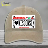 I Love Wisconsin Novelty License Plate Hat Unconstructed Cotton / Khaki