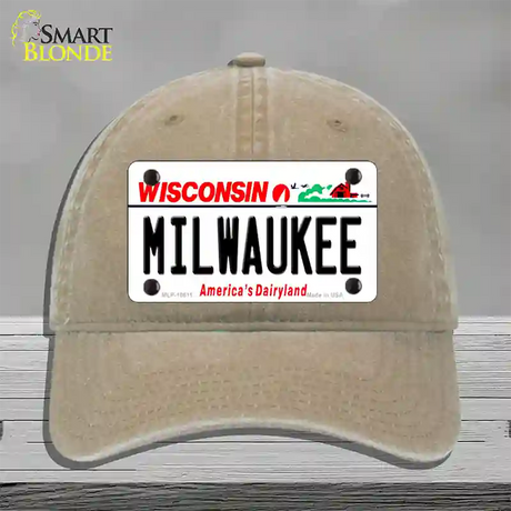 Milwaukee Wisconsin Novelty License Plate Hat Unconstructed Cotton / Khaki