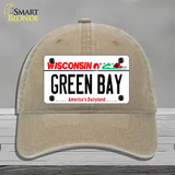 Green Bay Wisconsin Novelty License Plate Hat Unconstructed Cotton / Khaki