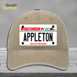 Appleton Wisconsin Novelty License Plate Hat Unconstructed Cotton / Khaki