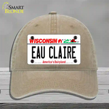 Eau Claire Wisconsin Novelty License Plate Hat Unconstructed Cotton / Khaki