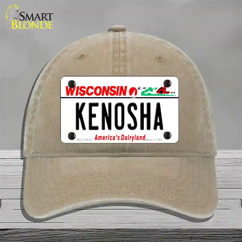 Kenosha Wisconsin Novelty License Plate Hat Unconstructed Cotton / Khaki