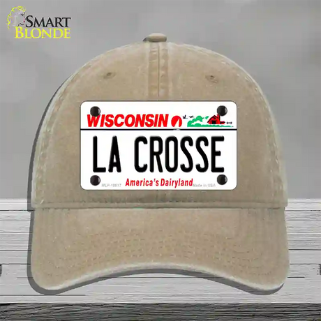 La Crosse Wisconsin Novelty License Plate Hat Unconstructed Cotton / Khaki