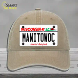 Manitowoc Wisconsin Novelty License Plate Hat Unconstructed Cotton / Khaki