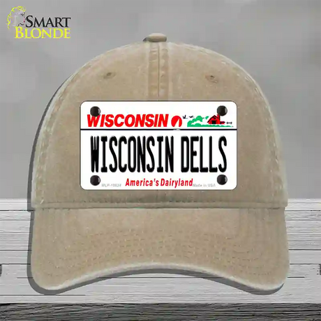 Wisconsin Dells Wisconsin Novelty License Plate Hat Unconstructed Cotton / Khaki