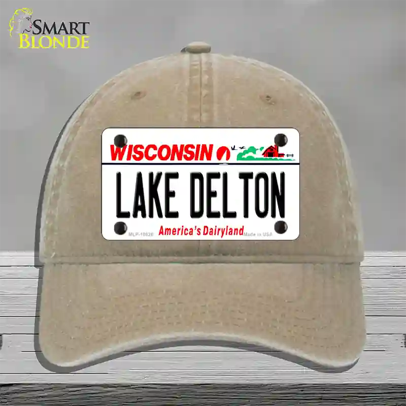 Lake Dalton Wisconsin Novelty License Plate Hat Unconstructed Cotton / Khaki