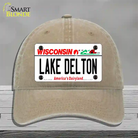 Lake Dalton Wisconsin Novelty License Plate Hat Unconstructed Cotton / Khaki