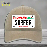 Surfer Wisconsin Novelty License Plate Hat Unconstructed Cotton / Khaki