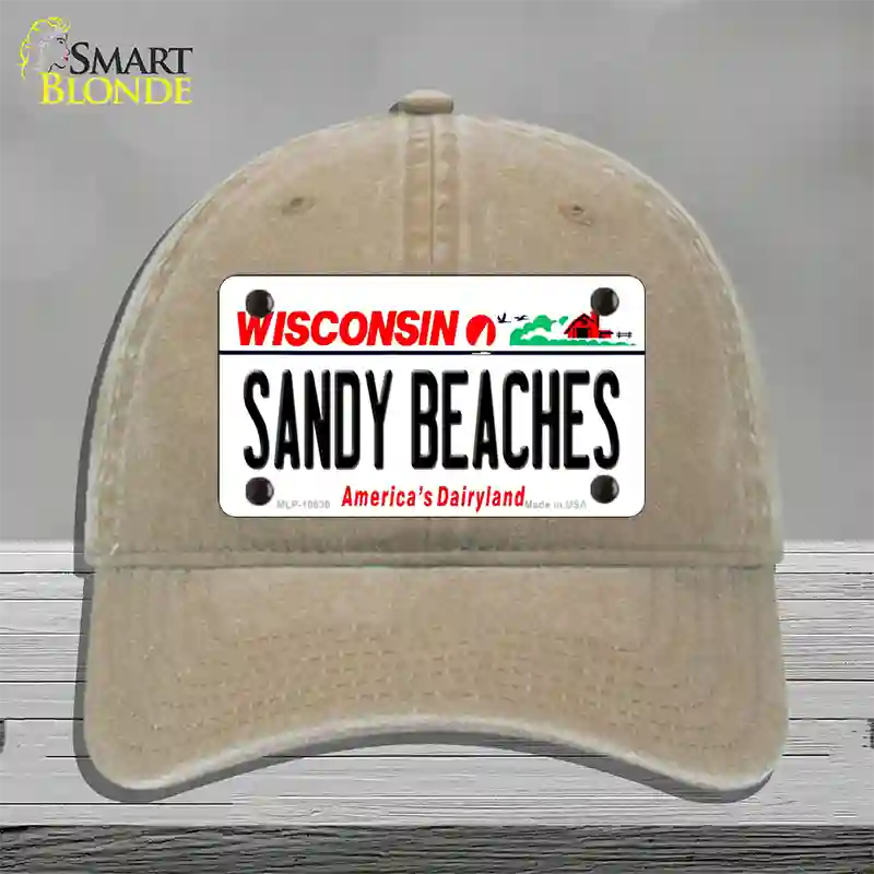 Sandy Beaches Wisconsin Novelty License Plate Hat Unconstructed Cotton / Khaki