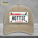 Hottie Wisconsin Novelty License Plate Hat Unconstructed Cotton / Khaki