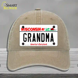 Grandma Wisconsin Novelty License Plate Hat Unconstructed Cotton / Khaki