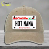 Hot Mama Wisconsin Novelty License Plate Hat Unconstructed Cotton / Khaki