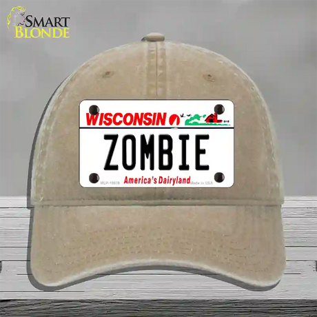 Zombie Wisconsin Novelty License Plate Hat Unconstructed Cotton / Khaki