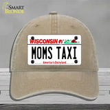 Moms Taxi Wisconsin Novelty License Plate Hat Unconstructed Cotton / Khaki