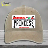 Princess Wisconsin Novelty License Plate Hat Unconstructed Cotton / Khaki