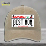 Best Mom Wisconsin Novelty License Plate Hat Unconstructed Cotton / Khaki