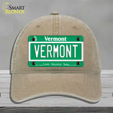 Vermont Green Mountain State Novelty License Plate Hat Unconstructed Cotton / Khaki