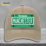 Manchester Vermont Novelty License Plate Hat Unconstructed Cotton / Khaki