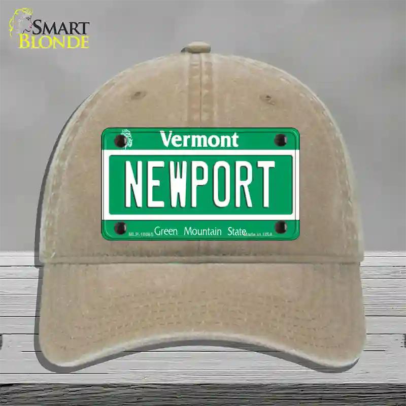 Newport Vermont Novelty License Plate Hat Unconstructed Cotton / Khaki