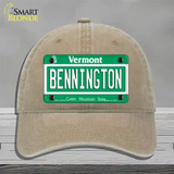 Bennington Vermont Novelty License Plate Hat Unconstructed Cotton / Khaki