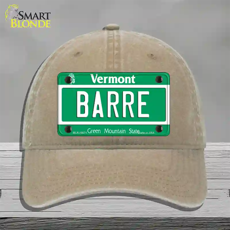 Barre Vermont Novelty License Plate Hat Unconstructed Cotton / Khaki