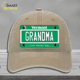 Grandma Vermont Novelty License Plate Hat Unconstructed Cotton / Khaki