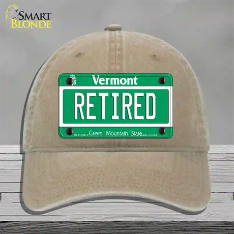 Retired Vermont Novelty License Plate Hat Unconstructed Cotton / Khaki