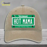 Hot Mama Vermont Novelty License Plate Hat Unconstructed Cotton / Khaki