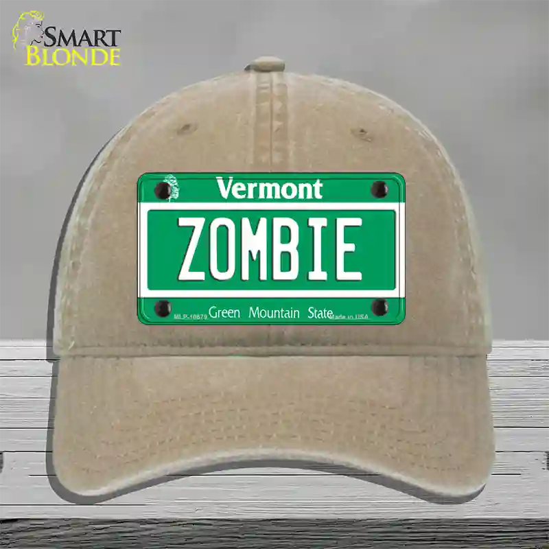 Zombie Vermont Novelty License Plate Hat Unconstructed Cotton / Khaki