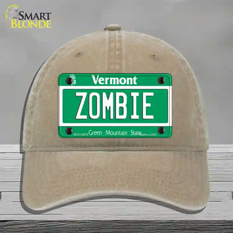 Zombie Vermont Novelty License Plate Hat Unconstructed Cotton / Khaki