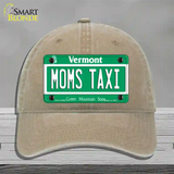 Moms Taxi Vermont Novelty License Plate Hat Unconstructed Cotton / Khaki