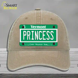 Princess Vermont Novelty License Plate Hat Unconstructed Cotton / Khaki