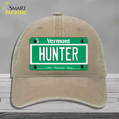 Hunter Vermont Novelty License Plate Hat Unconstructed Cotton / Khaki