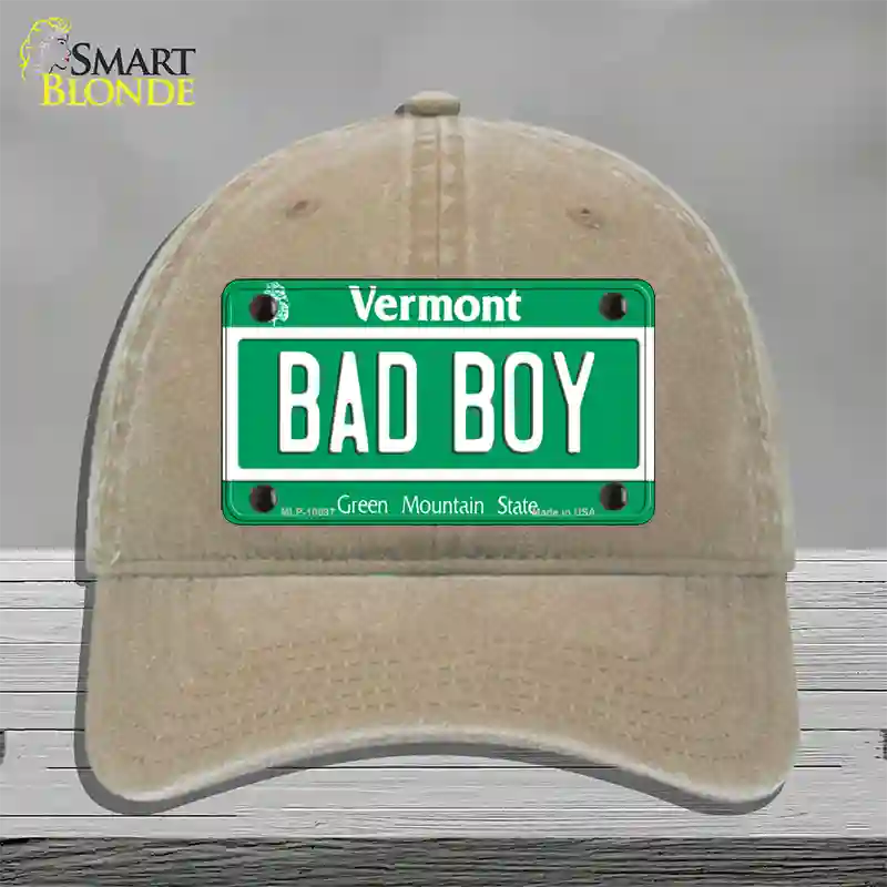 Bad Boy Vermont Novelty License Plate Hat Unconstructed Cotton / Khaki