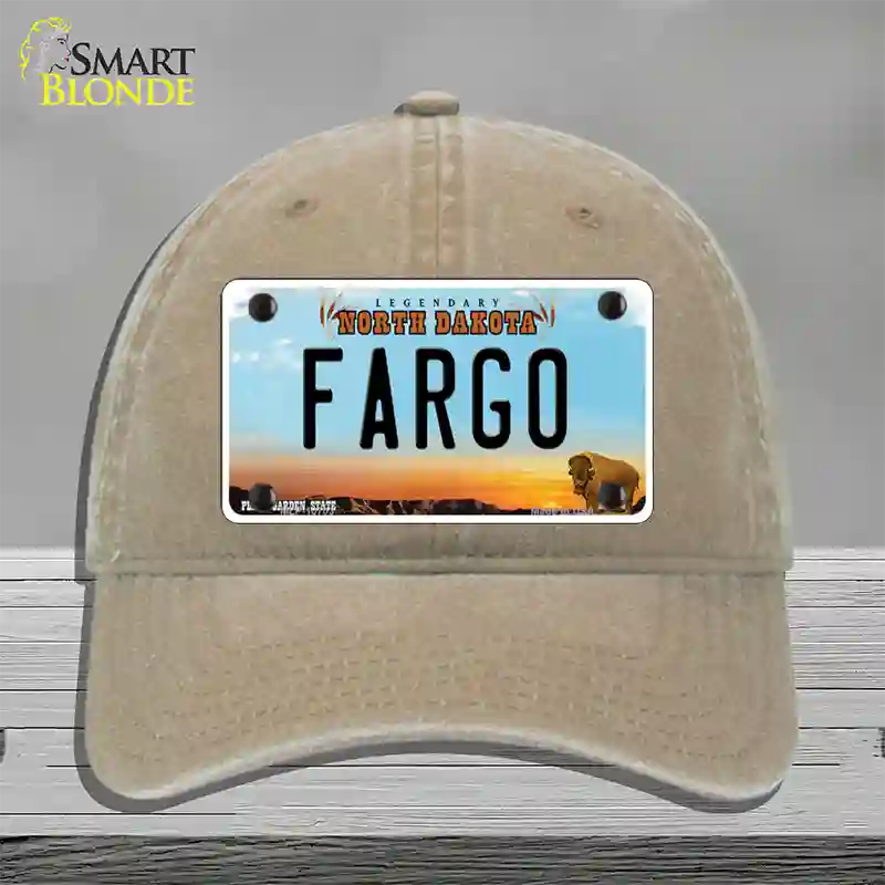 Fargo North Dakota Novelty License Plate Hat Unconstructed Cotton / Khaki