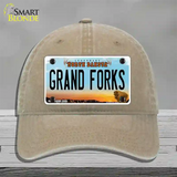 Grand Forks North Dakota Novelty License Plate Hat Unconstructed Cotton / Khaki