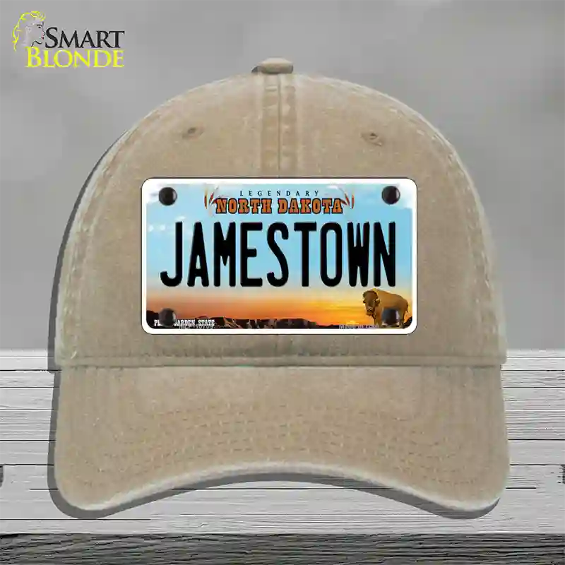 Jamestown North Dakota Novelty License Plate Hat Unconstructed Cotton / Khaki