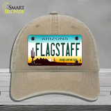 Flagstaff Arizona Novelty License Plate Hat Unconstructed Cotton / Khaki