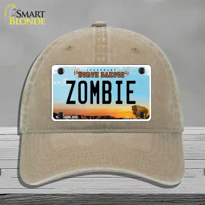 Zombie North Dakota Novelty License Plate Hat Unconstructed Cotton / Khaki